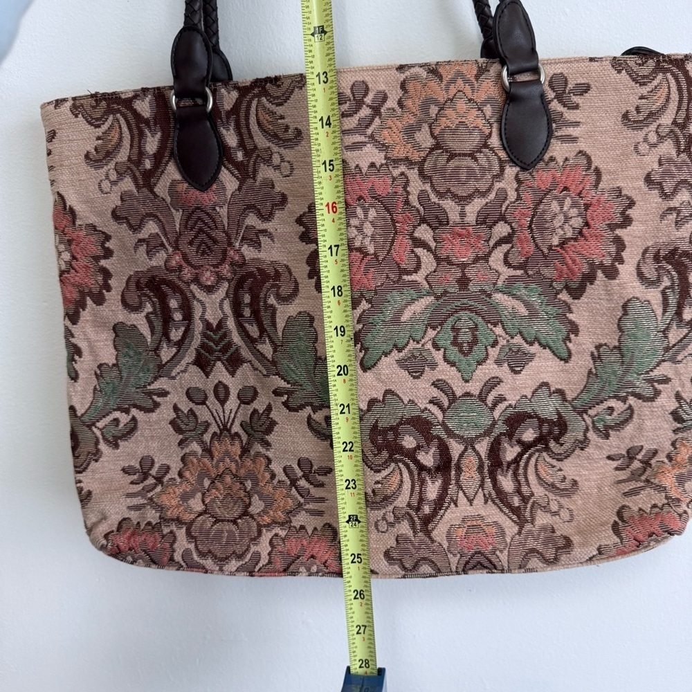 Coldwater Creek Vintage Boho Floral Tapestry Shoulder Bag with Braided Handles - Picture 9 of 12